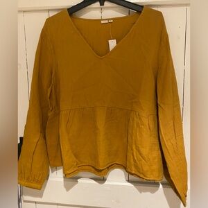 Women’s Mustard Gold Peplum Blouse Top GAP sz XL